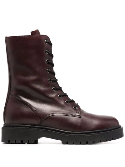 Geox Bleyze Lace-up Leather Boots In Rot