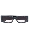 Gcds Marble-effect Rectangular-frame Sunglasses In Schwarz