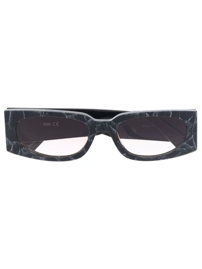 Gcds Marble-effect Rectangular-frame Sunglasses In Schwarz