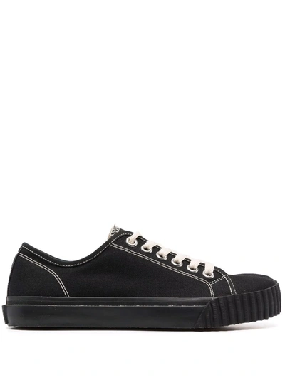 Maison Margiela 10mm Tabi Rubberized Canvas Sneakers In Black