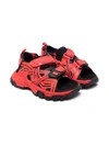 Balenciaga Little Kid's & Kid's Track Double Touch-strap Sandals In Красный,чёрный