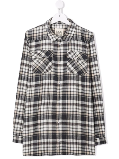 Douuod Teen Check-print Button-up Shirt In Neutrals