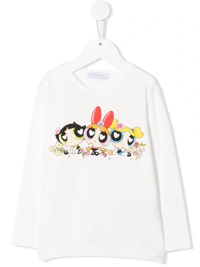 Monnalisa Kids' Graphic-print Long-sleeved T-shirt In Neutrals