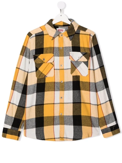Levi's Teen Check-print Button-up Shirt In Yellow