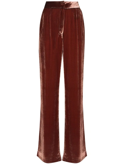 Sleeping With Jacques Velvet-effect Wide-leg Track Trousers In Neutrals