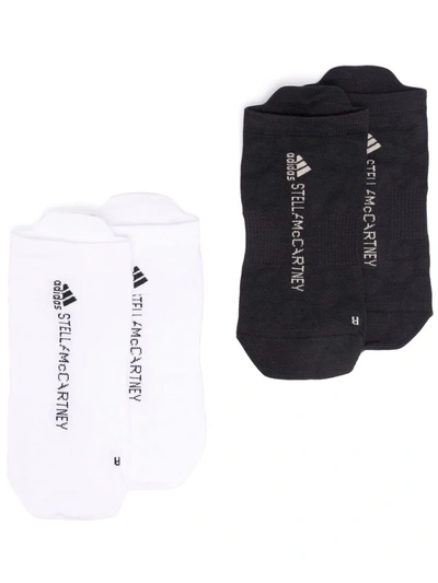 Adidas By Stella Mccartney Logo-knit 2-pack Socks In Black