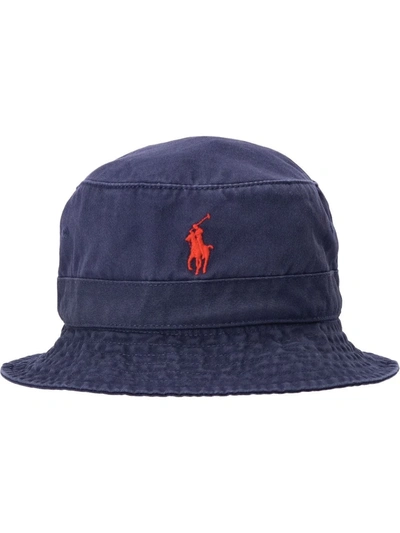 Polo Ralph Lauren Embroidered-logo Bucket Hat In Blue