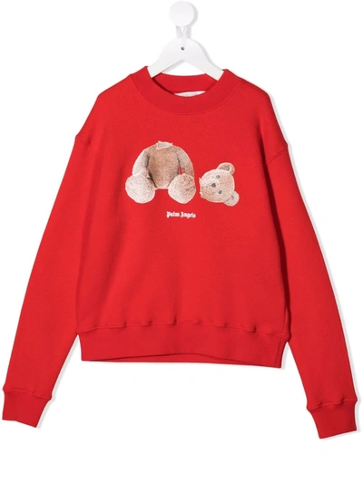 Palm Angels Teddy-bear Print Sweatshirt In Red
