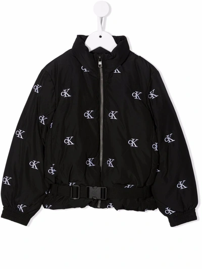 Calvin Klein Kids' Logo-print Padded Jacket In Black