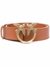 Pinko Love Birds Buckle Leather Belt In Brown