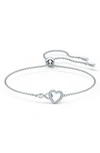 Swarovski Silver-tone Crystal Heart & Infinity Symbol Slider Bracelet In White