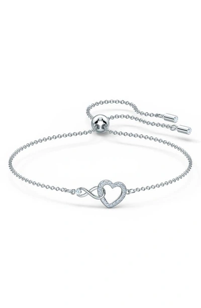 Swarovski Silver-tone Crystal Heart & Infinity Symbol Slider Bracelet