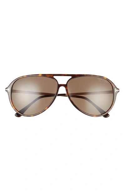 Tom Ford Samson 62mm Polarized Aviator Sunglasses In Havana