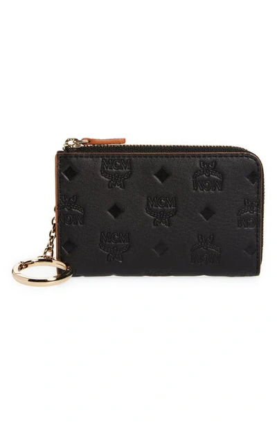 Mcm Klara Monogram Zip Mini Wallet In Black