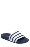 Adidas Originals Adilette Stripe Sport Slide In Adiblue/white/adiblue