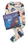BOOKS TO BED STEAM TRAIN, DREAM TRAIN FITTED TWO-PIECE COTTON PAJAMAS & BOOK SET,15SDT2