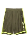 Under Armour Kids' Ua Stunt 3.0 Performance Athletic Shorts In Marine Od Green