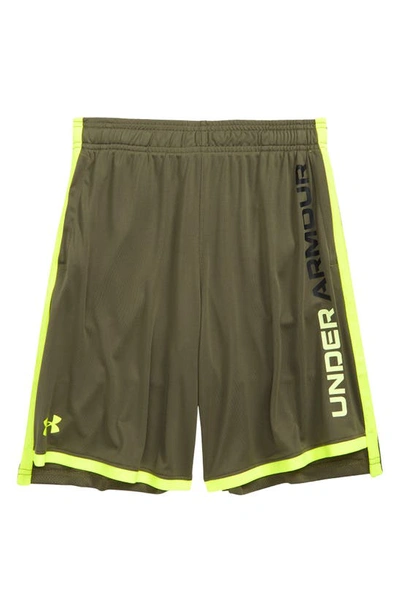 Under Armour Kids' Ua Stunt 3.0 Performance Athletic Shorts In Marine Od Green