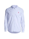 Ami Alexandre Mattiussi Ami De Coeur Cotton Logo Patch Classic-fit Shirt In Oxford Blue