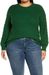 Cece Mixed Knit Crewneck Sweater In Alpine Green