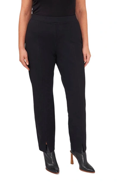 Cece Slit Hem Ponte Straight Leg Pants In Rich Black