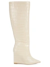Schutz Asya Up Wedge Knee-high Boots In Eggshell