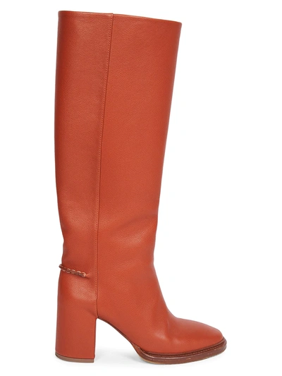 Chloé Edith Leather Knee-high Boots In Luminous Ochre