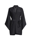 Kiki De Montparnasse Silk Kimono-sleeve Robe In Black