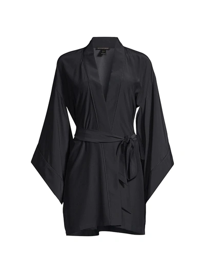 Kiki De Montparnasse Silk Kimono-sleeve Dressing Gown In Black