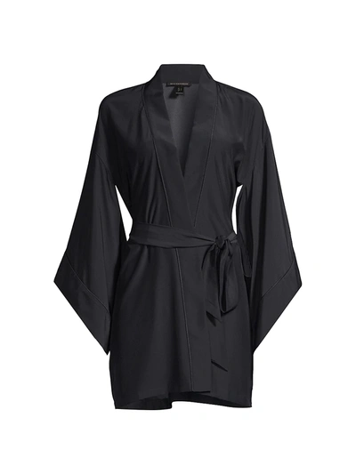 Kiki De Montparnasse Silk Kimono-sleeve Robe In Black