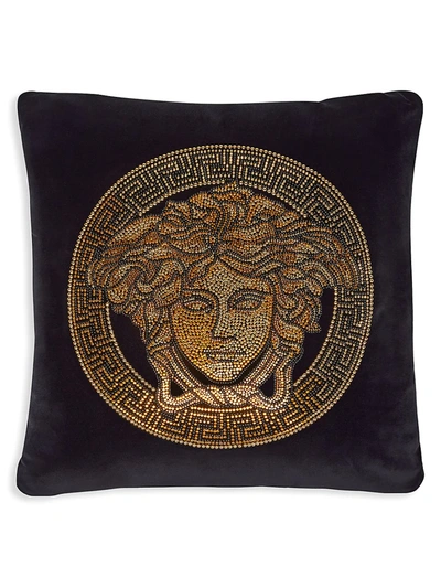 Versace Studded Sequinned Medusa Head Cushion In Black