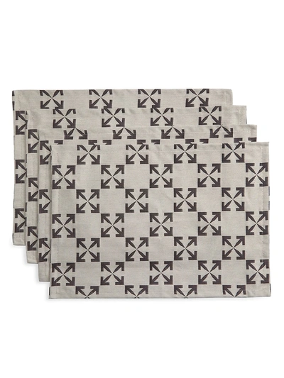 Off-white Arrow Pattern Placemat In White Black