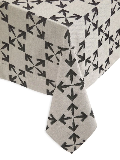 Off-white Arrow Pattern Tablecloth In White Black