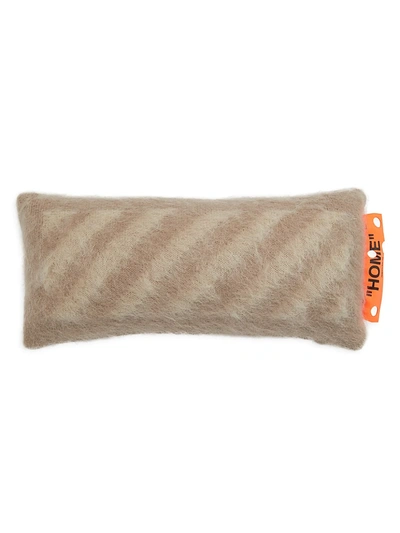Off-white Diagonals Small Cushion In Taupe Beige