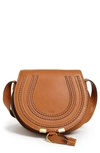 Chloé Marcie Small Suede Saddle Crossbody Bag In Tandnu