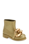 Jw Anderson Chain Rain Bootie In Glitter Light Gold