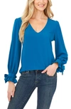Cece Tie Sleeve Blouse In Sapphire Sky