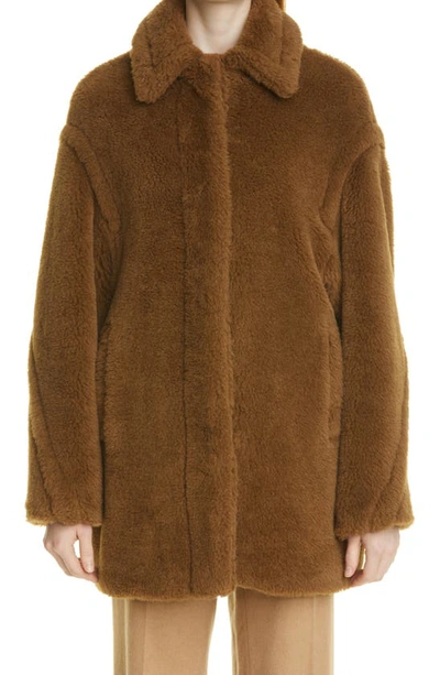 Max Mara Viale Oversized Alpaca, Wool And Silk-blend Coat In Leather