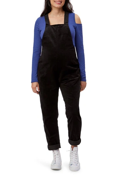 Stowaway Collection Corduroy Maternity Overalls In Black