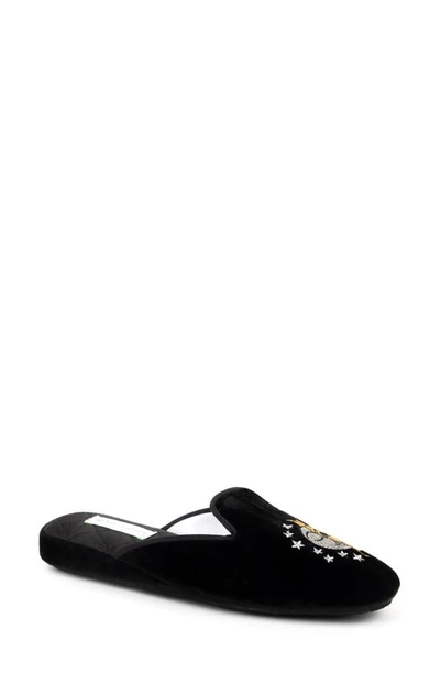 Patricia Green Moon Star Embroidered Slipper In Black