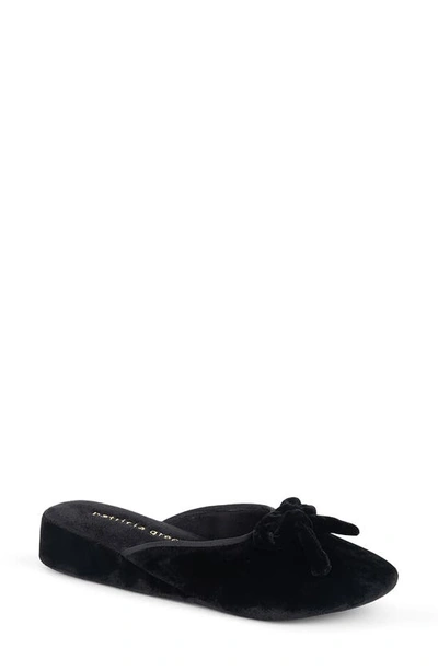 Patricia Green Bardot Velvet Slippers In Black