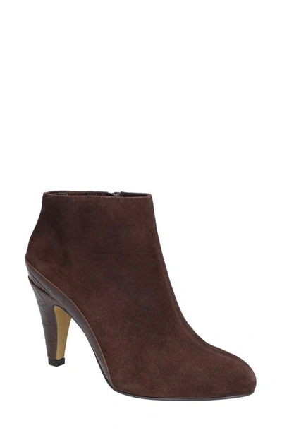 Bella Vita Brennan Womens Suede Round Toe Ankle Boots In Brown Kid Suede Leather