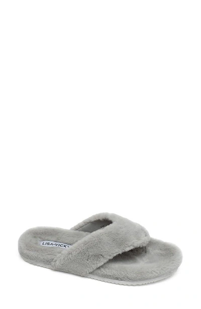 Lisa Vicky Admire Faux Fur Slipper In Soft Grey