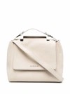 Orciani Logo-embellished Textured Tote In Weiss