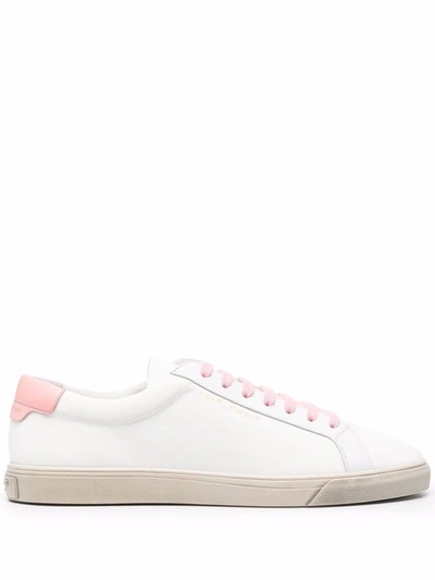 Saint Laurent Andy Leather-trimmed Logo-print Canvas Sneakers In White