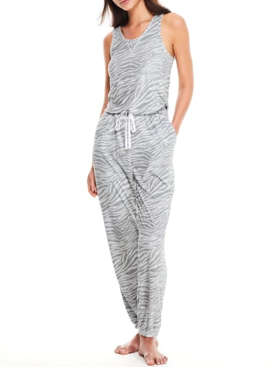 Honeydew Intimates Just Chillin' Terry Jumpsuit In Cinder Zebra