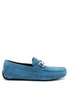 Ferragamo Gancini Suede Driving Loafers In Blue