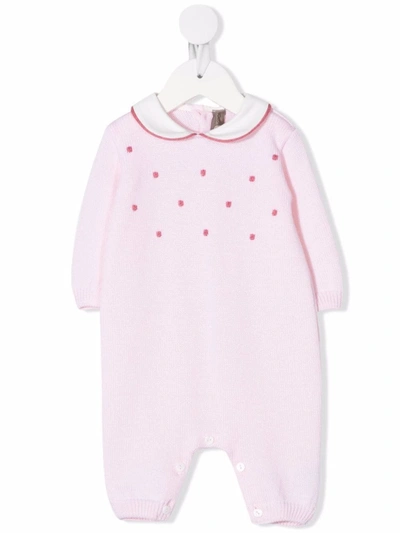 Little Bear Babies' Knitted Spotted Romper In Pink