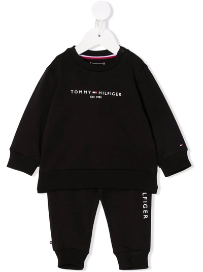 Tommy Hilfiger Junior Babies' Logo-print Organic Cotton Tracksuit Set In Black