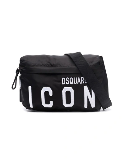 Dsquared2 Teen Logo-embroidered Belt Bag In Black